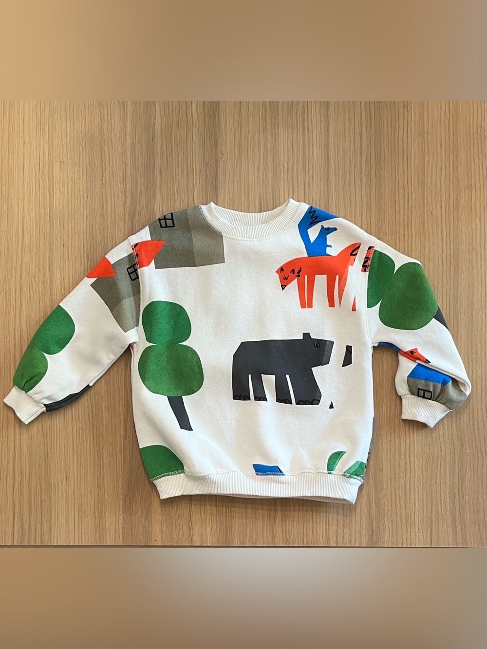 Zara Kids Animal Print Cream Sweatshirt, fun and colorful, cotton blend, size 2